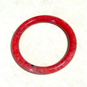 Vintage Red Stone (Chalcedony) Bangle Bracelet • 61mm • Polished Round Bangle